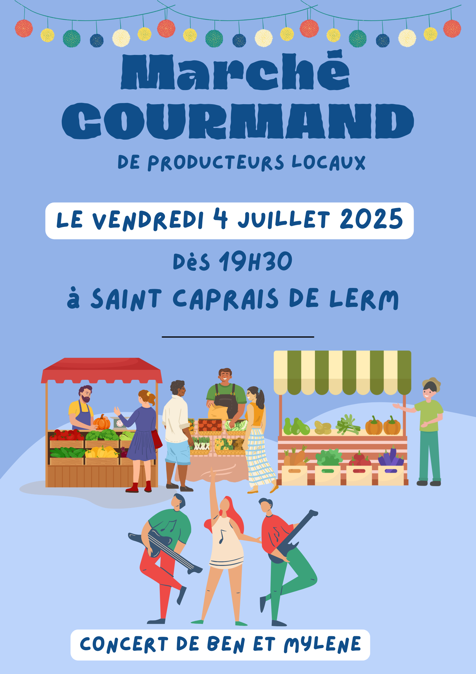 Marché gourmand de producteurs. Concert de Ben & Mylène.