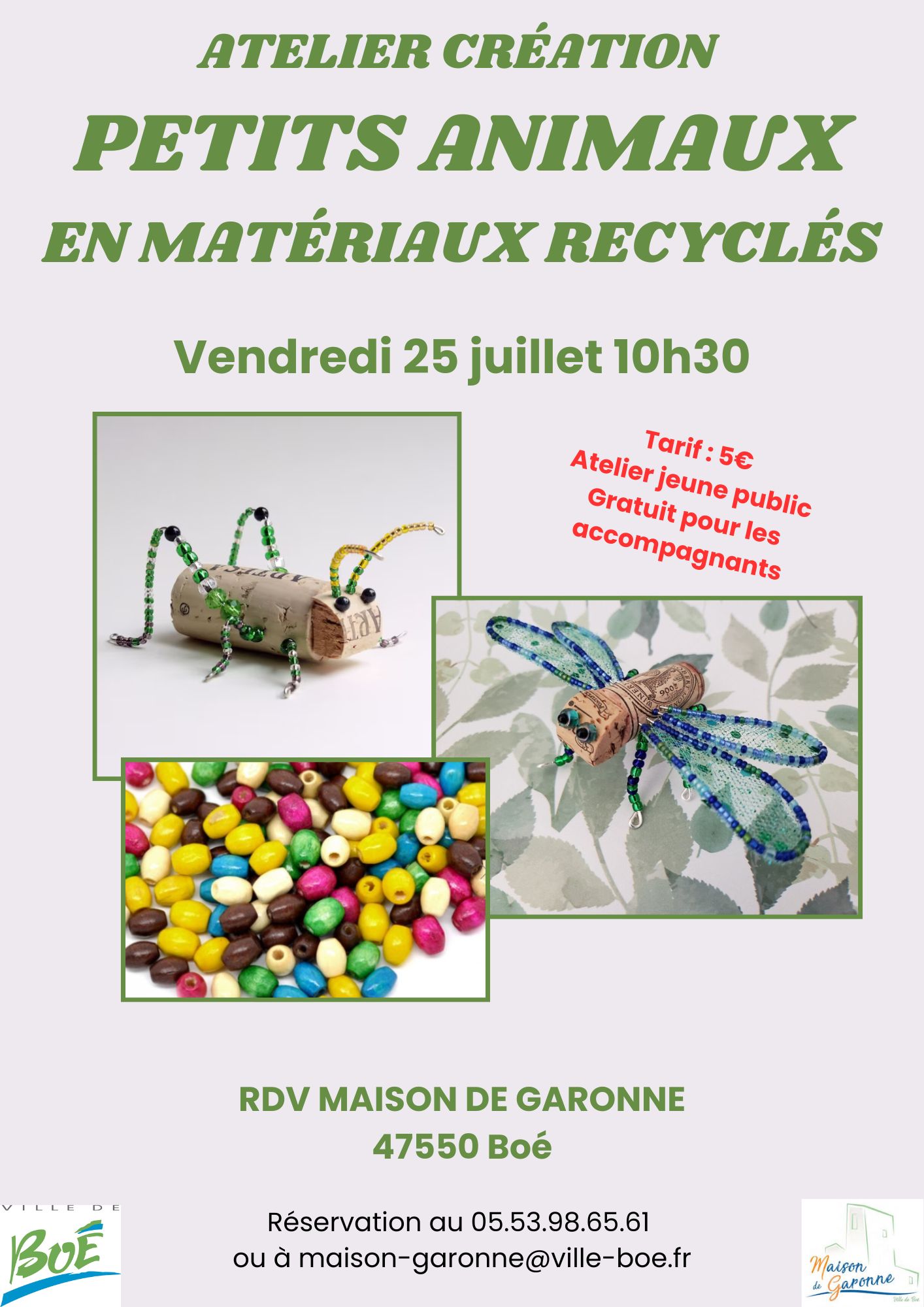 Atelier de création de petites bêtes en matériaux recyclés