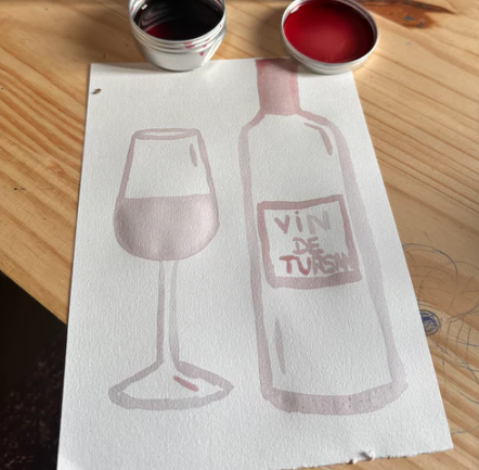 Atelier aquarelle au vin et dégustation
