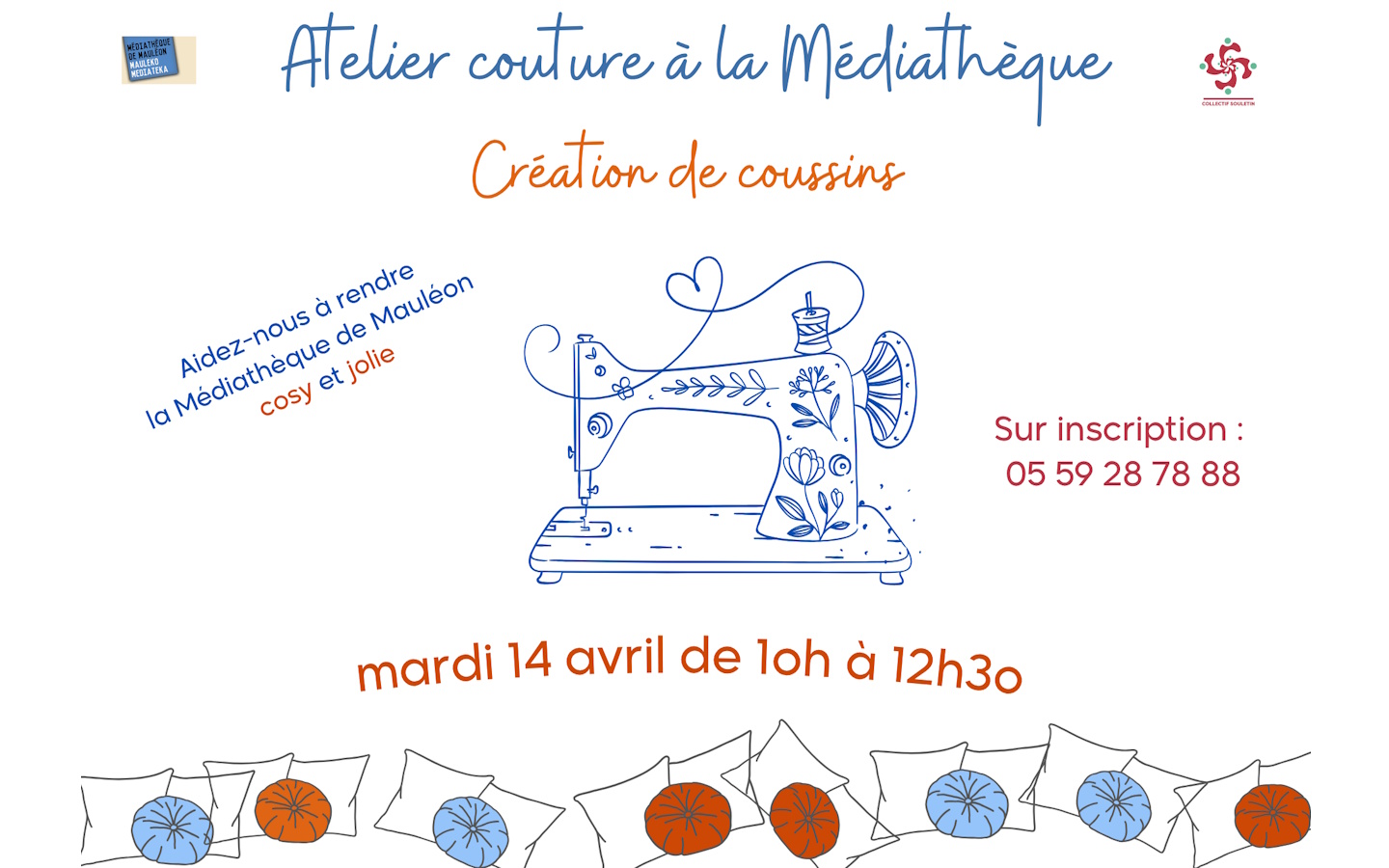 Atelier couture : création de coussins