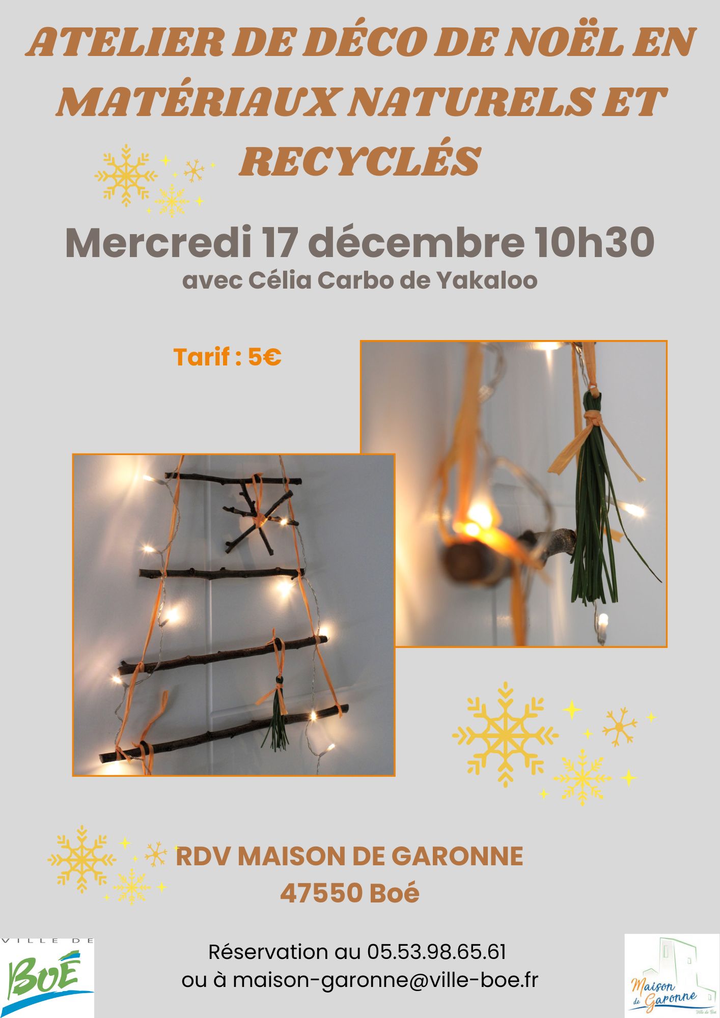 Atelier créatif de décoration de Noël - Tout public