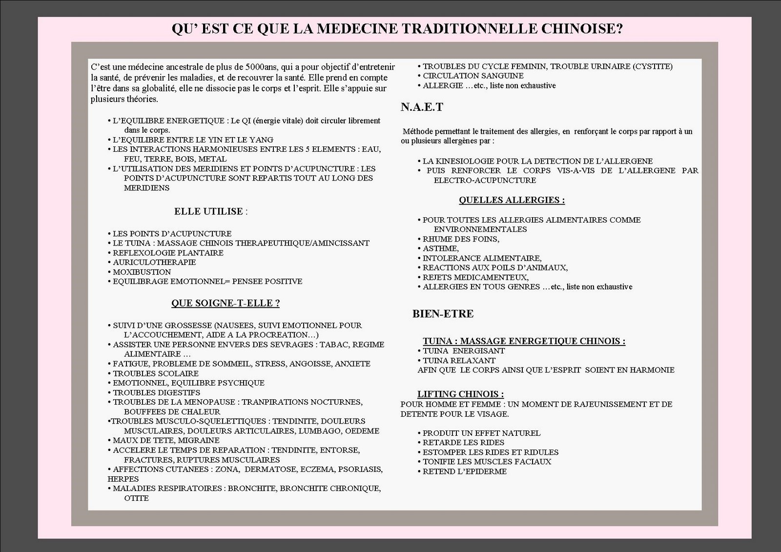 Praticienne Médecine Traditionnelle Chinoise - Méthode Naet – Acupuncture