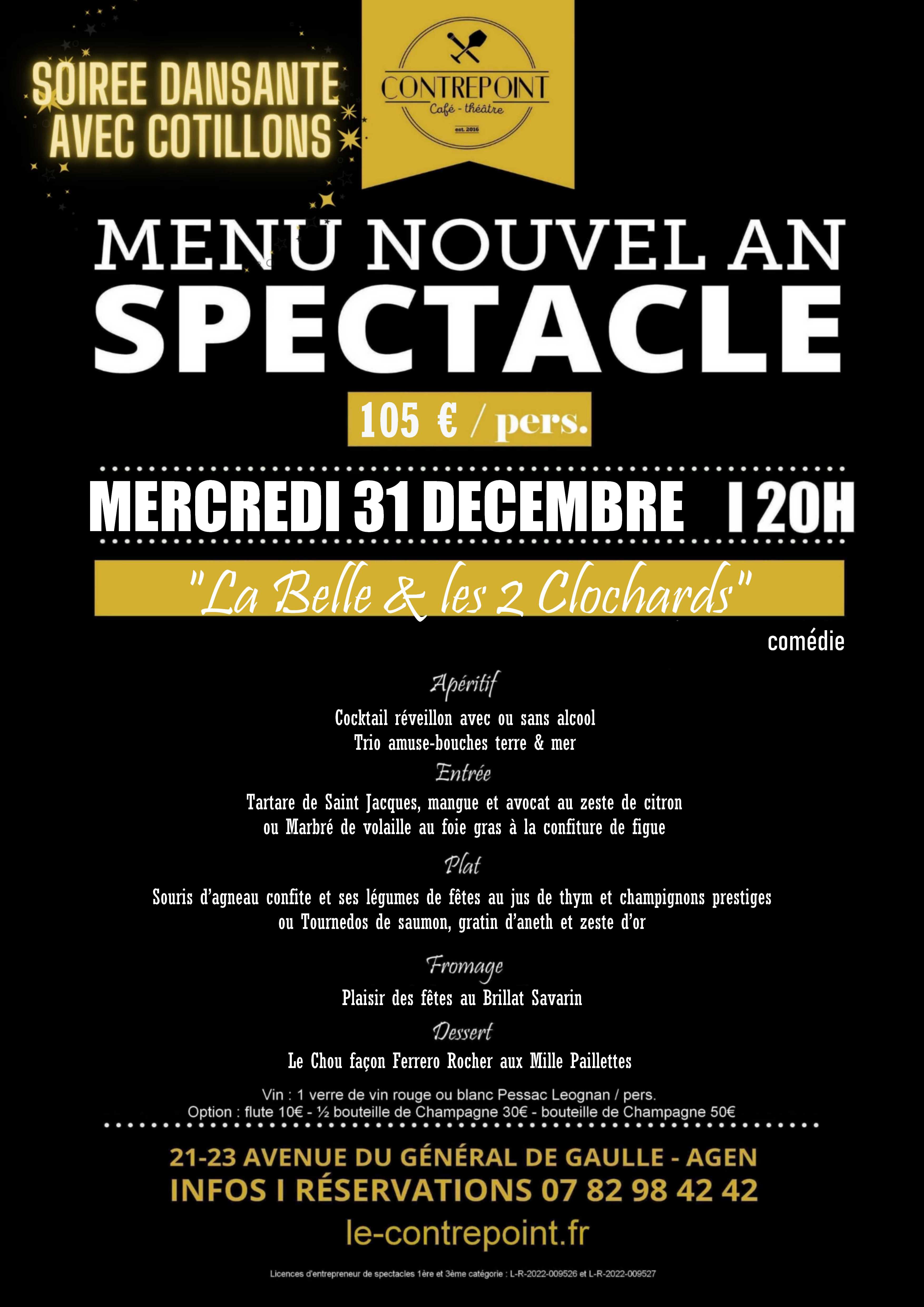 Votre réveillon du Nouvel An au Contrepoint Café-Théâtre !